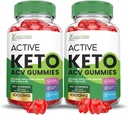 (2 Pack) Active Keto ACV Gummies Advanced Formula 1000MG ActiveKeto Keto Gummies Apfel Apfelessig Formuliert mit Granatapfelfettsaft Pulver B12 Vegan Non GMO 120 Gummys