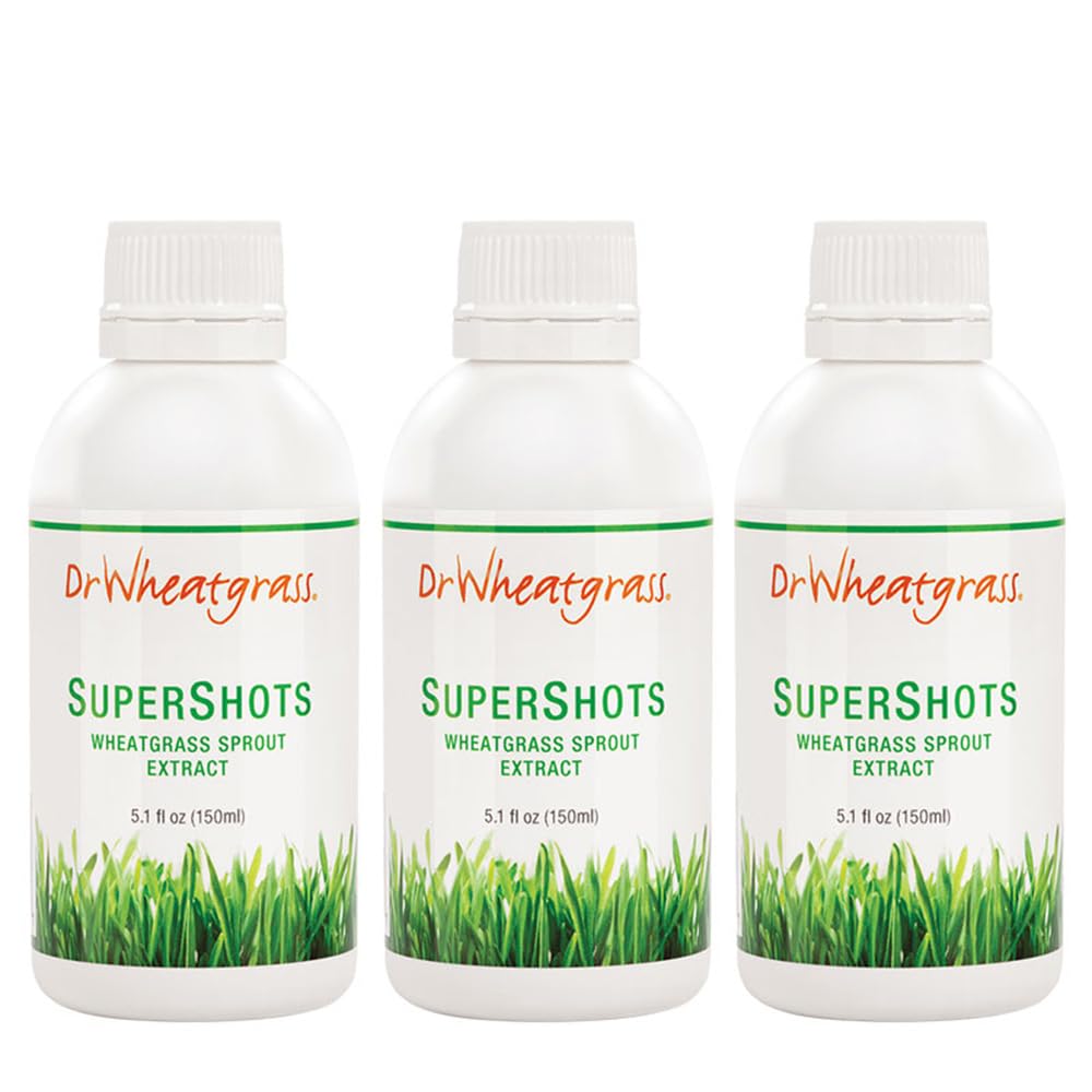 Dr Wheatgrass (paquet de 3) Supershots( 30 jours d'approvisionnement) - Extrait de blé dans une bouteille, plus forte que le jus et la poudre de blé frais