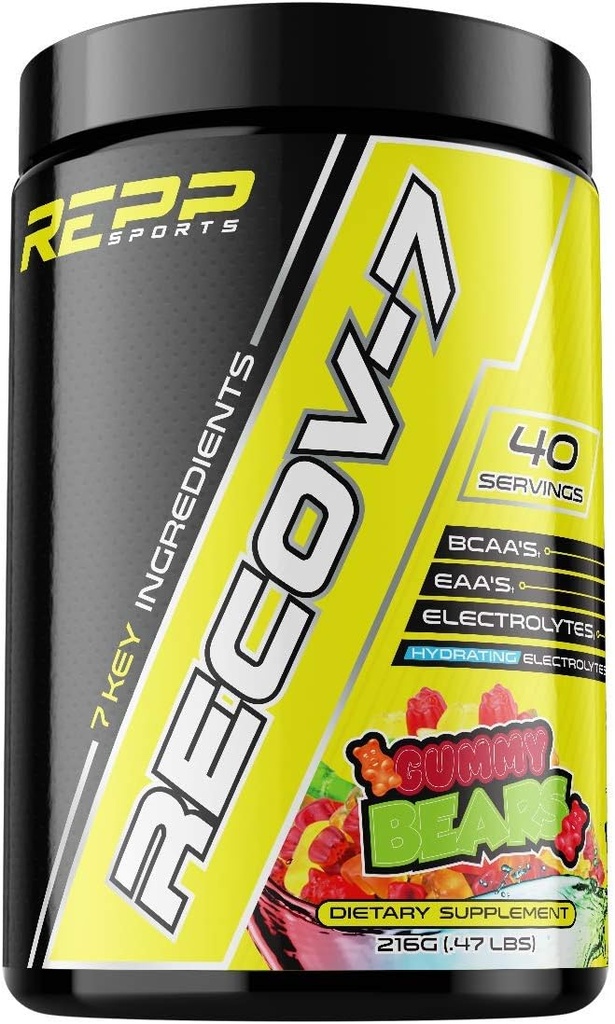 REPP Sports Recov-7 Ensemble des AAE et des BCAA Récupération avancée et Glycogène pour l'entraînement (Ours géants, 40 portions (216g))