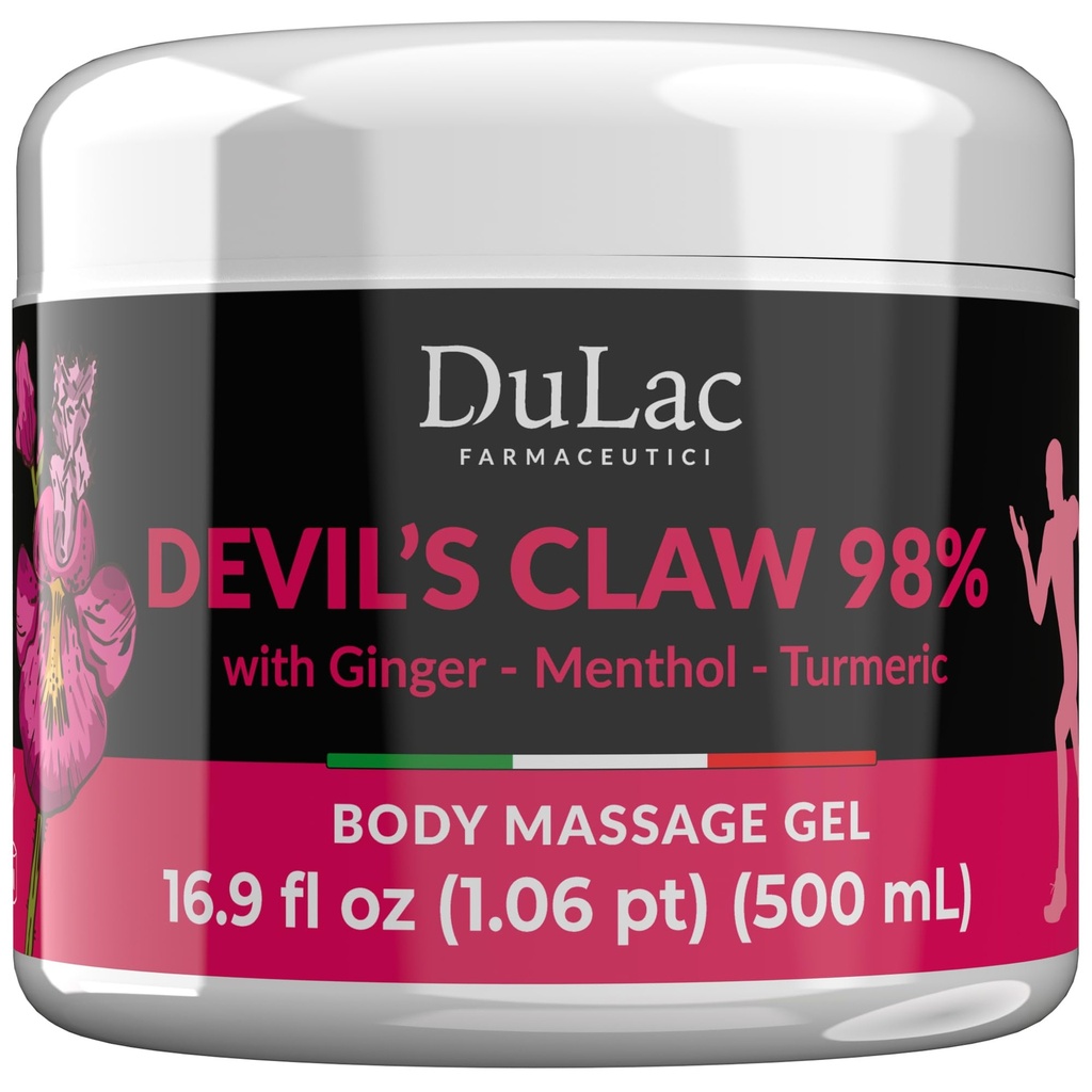 Dulàc - Teufelskralle 98% Creme Maximale Stärke 16.9 Fl Oz, natürliche Gelenk- und Muskelrelaxationscreme für wiederkehrenden Muskel und Gelenkschmerzen, angereichert mit Menthol für kühlen Effekt