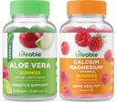 Aloe Vera Lifeable + Magnésium Calcium, Gummies Bundle - Grande dégustation, supplément de vitamine, sans gluten, sans OGM, à mâcher