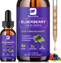 Elderberry Syrup Black Elderberry Tropfen mit Quercetin, Panax Ginseng, Vitamin C und Zink, Sambucus Elderberry Syrup Liquid, Vegan, Non-GMO & Gluten Kostenlos