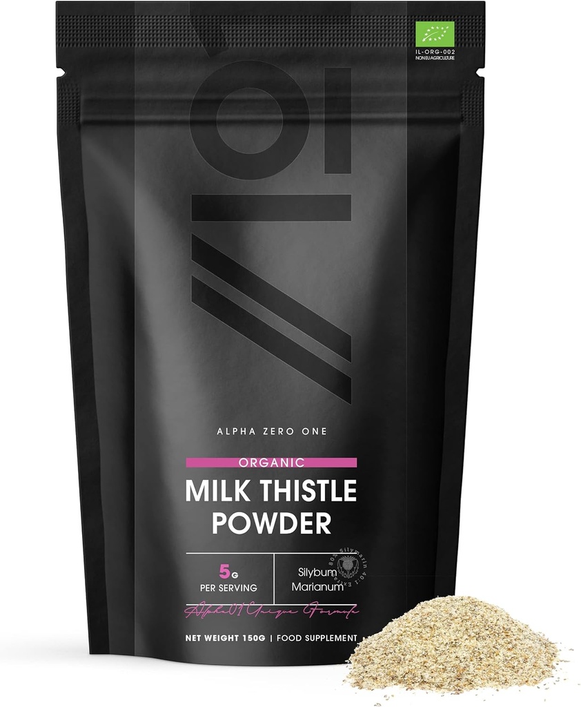 Bio Milk Thistle Powder 150g - Quelle der Reinigung Silymarin - Hergestellt aus kaltgepresster Milchdistel - Vegan, Raw, Non-GMO.