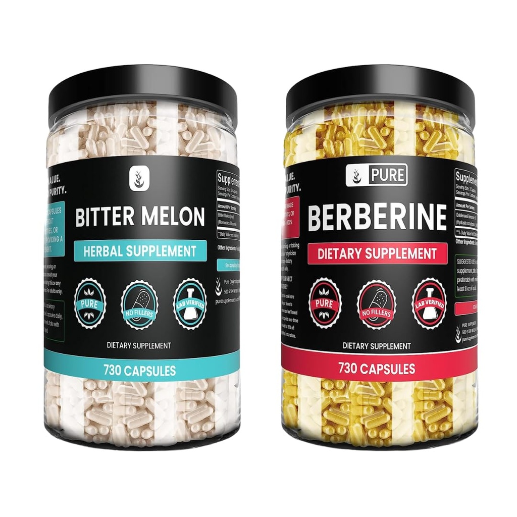 Pure Original Ingrédients Goldenseal Berberine & Bitter Melon Capsules Bundle, (730 Capsules) Pas de Magnésium ou de Riz