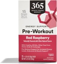 365 von Whole Foods Market, Pre-Workout Energy Support mit Koffein, Einzel-Serve-Packets, Red Raspberry, 15 Count