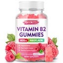 Vitamin B2 Gummi Riboflavin 400mg Ergänzung mit Magnesium für Kinder & Erwachsene, B2 Gummi für Migraine Relief & Nervous System Unterstützung, Vegan, Sugar-Free, Himbeer Geschmack, 60 Zähler