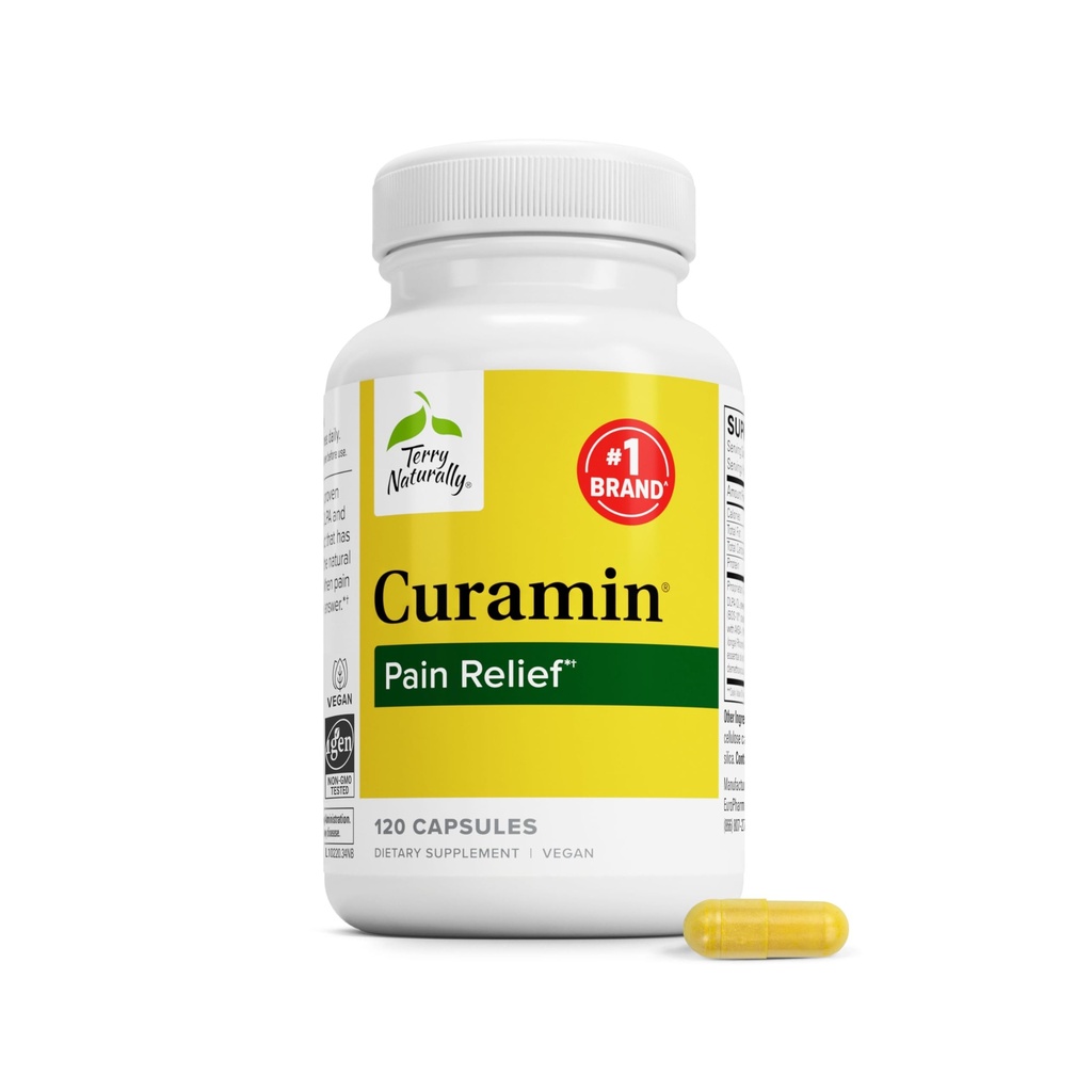 Terry Naturally Curamin - Curcumin-Ergänzung für Zirkulation & Endorphin-Unterstützung - Unterstützung für okziale Störungen - Aids Gesunde Muskeln - 120 Kapseln