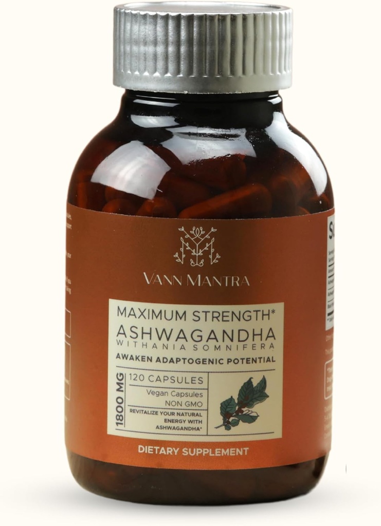 Ashwagandha Kapseln, 120 Count, 1800mg pro Servieren, Stress Relief & Immununterstützung Ergänzung, Friedliche & Balance Routine, Vegan Ayurvedic Supplement, Non GMO
