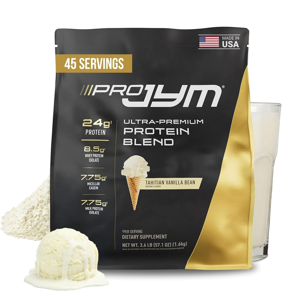 Pro JYM Tahitian Vanilla Protein Powder - Whey Protein Isolates, caséine et protéines du lait, Lean Muscle Building pour les hommes et les femmes, JYM Supplément Science, 45 portions