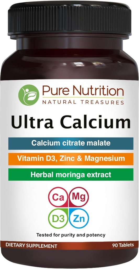 Pure Nutrition Ultra Calcium 1000mg avec VIT D3 + K. 90 Tab.