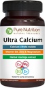 Reine Ernährung Ultra Calcium 1000mg mit VIT D3 + K2 | 90 Tab | Hochabsorbierbare Kalziumergänzung mit Calcium Citrate Malate, VIT D3, K2, Moringa Oleifera, Magnesium und Zink.