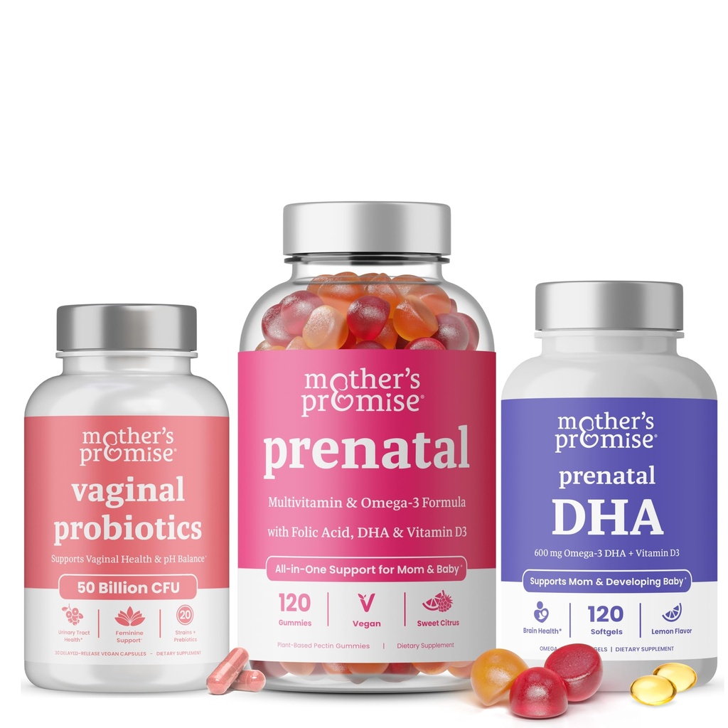 Probiotiques vaginaux de la promesse de la mère + ADH prénatal et bundle de vitamines prénatales