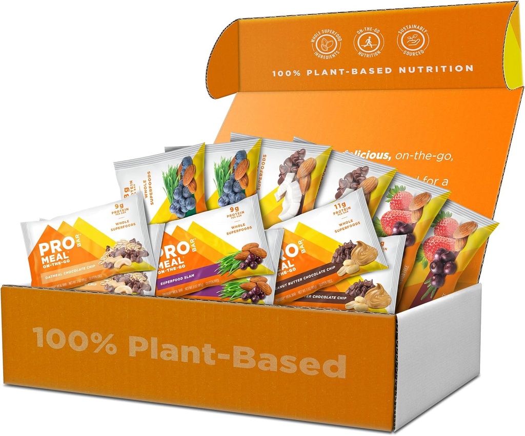 PROBAR – MEAL Bar Fan Favorites Variety Pack (6 Flavor), Natürliche Energie, Non-GMO, Glutenfrei, Pflanzenbasiert, Ganzwertig Zutaten (12 Zähler)