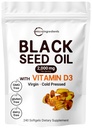 Micro Ingredients Black Seed Oil 2000 mg mit Vitamin D3 1000 IU, 240 Softgels | Cold Pressed - Nigella Sativa Pillen aus Ägypten, Virgin Oil, Odorless, Non-GMO & No Gluten