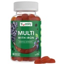 YUM-V'S Eisengummis - Multivitamin Eisen Ergänzung mit Vitamin C, A, B & Zink, unterstützt Blutsauerstoff, Vegan Ergänzungen für Frauen, Männer & Kinder für Wachstum und Entwicklung - Trauben Geschmack | 60 Graf