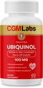 Ubiquinol 100MG Active & Non-Oxidized (reduziert) Form von CoQ10 - Starke antioxidative Nahrungsergänzung, unterstützt Gesundheit, Gesunde Cholesterin - 60 Softgels von CGM Labs