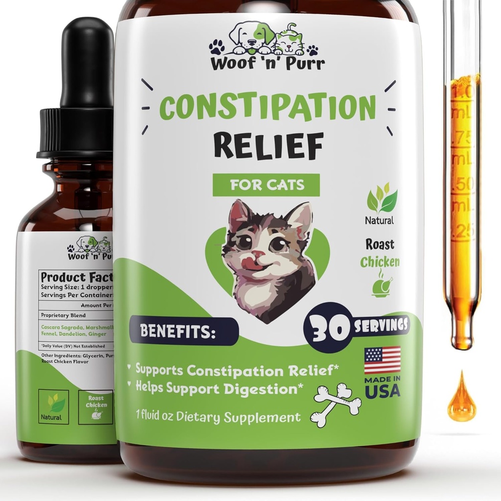 Cat Constipation Relief - Kann helfen, Verstopfung und blockierte Schleifen zu reduzieren, Bowel-Bewegung zu verbessern, und vieles mehr - Verstopfung Relief für Katzen - Cat Laxative - 1 fl oz - Chicken Flavor (2)