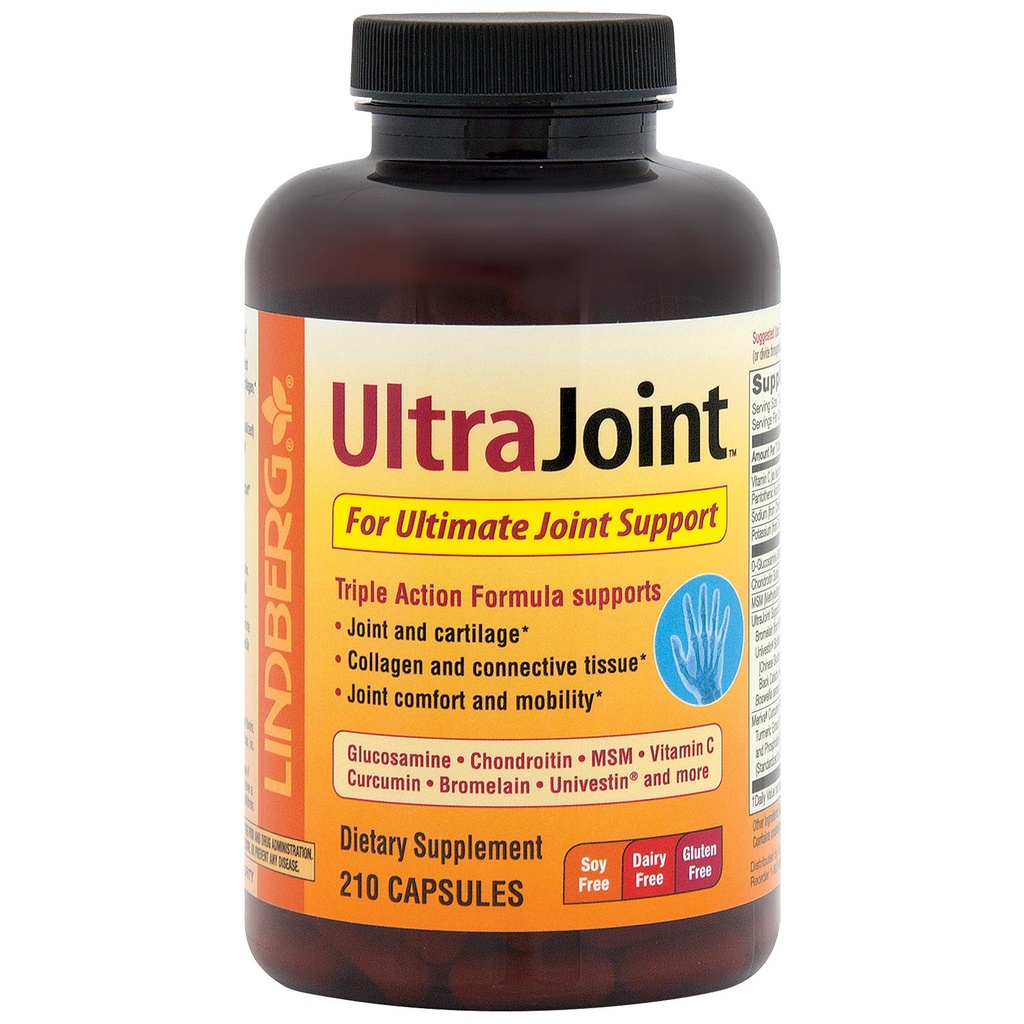 Lindberg Joint Support Supplement für Männer und Frauen | 210 Kapseln | mit Turmeric, MSM, Glucosamine, Chondroitin, Boswellia Extract | Triple Action Complex Blend | Non-GMO, Gluten Free