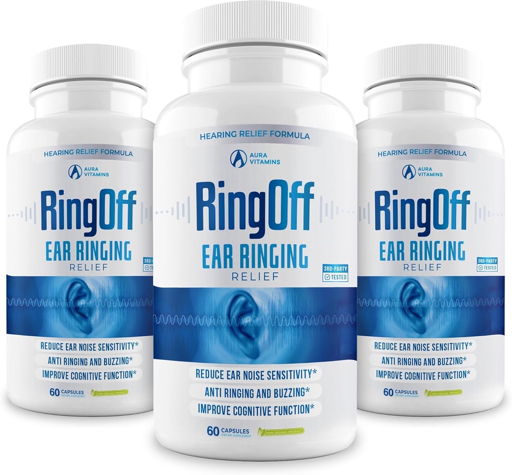 Ring Off (180 Caps) – Tinnitus Relief für Ringen Ohren, Klarer Tinnitus Quieting Ohrring Relief & Restoring Inner Peace, Ginkgo Biloba, Zink Picolinate & More – Effektive Hörgeräte