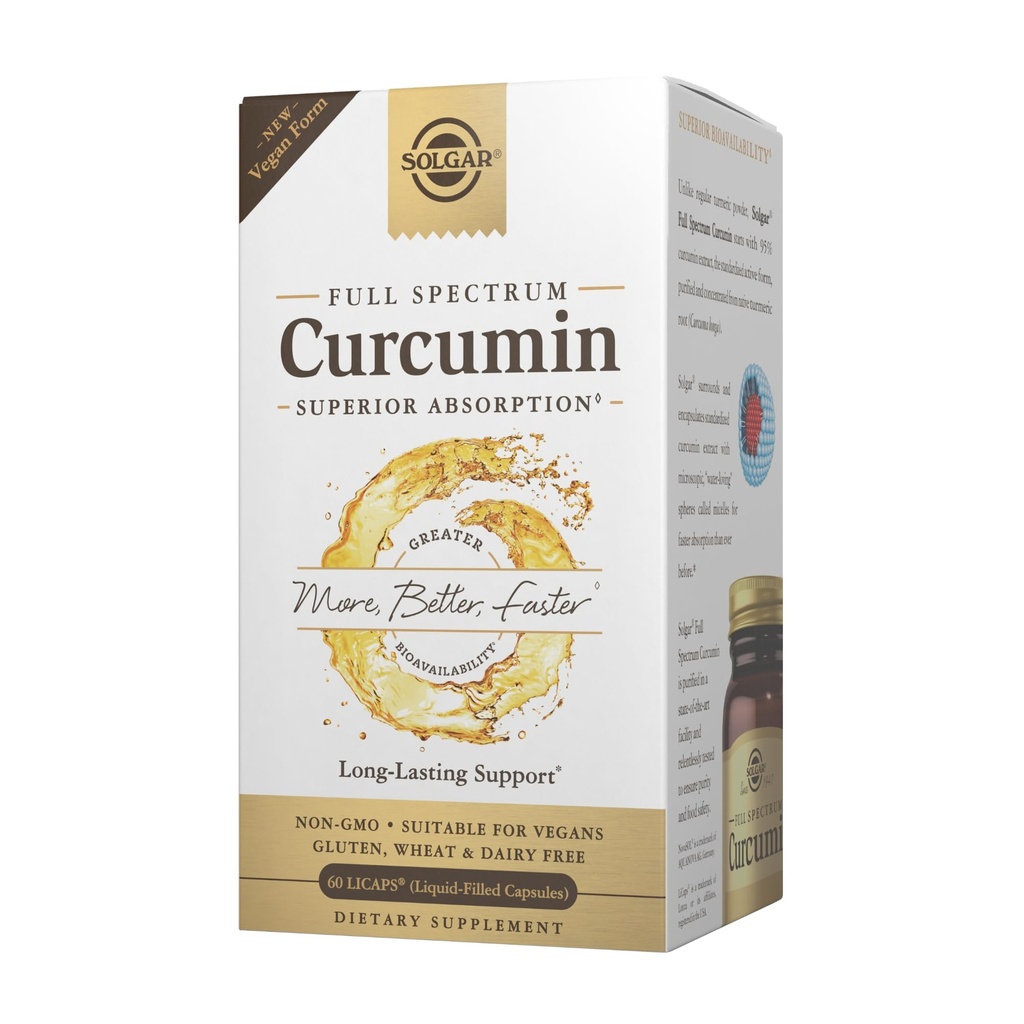 Solgar Full Spectrum Curcumin - 60 LiCaps - Überlegene Absorption - Gehirn, Gelenk- und Immungesundheit - Non-GMO, Vegan, Glutenfrei, Dairy Free - 60 Servierungen
