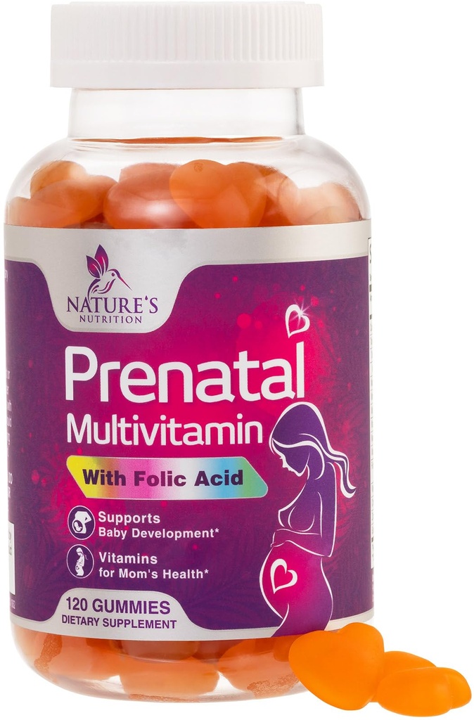 Pränatale Vitamine für Frauen 1335mcg - Schwangerschaft Vitamine Gummi mit Folsäure, Vitamin A, C, D3, B12, B6 - Pränatale Multivitamin-Gummi für fisale Unterstützung, schwangere und stillende Frauen - 120 Gummie