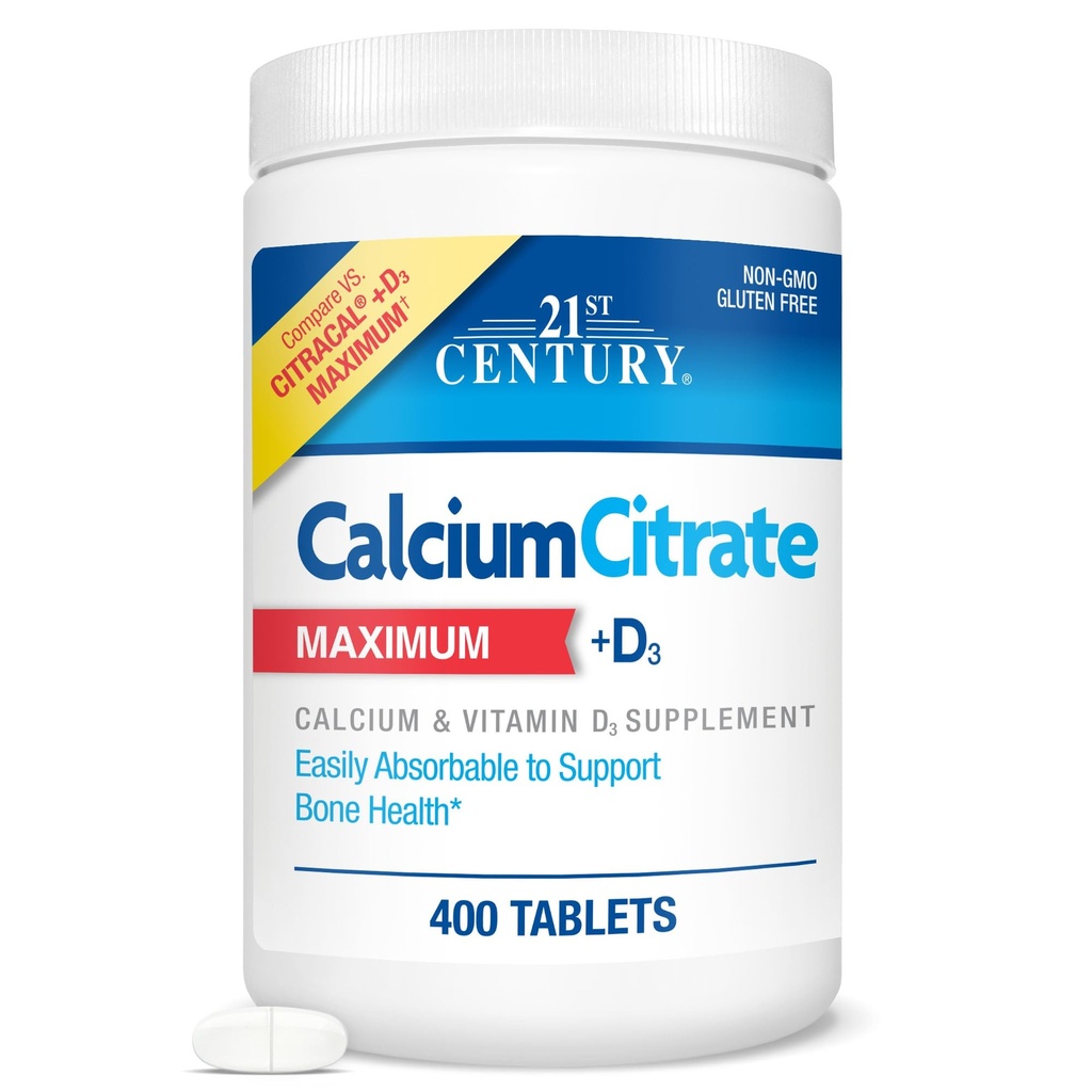Vitamine des 21. Jahrhunderts Calcium Citrate Plus D3 Maximale Tabletten, 400 Zähler