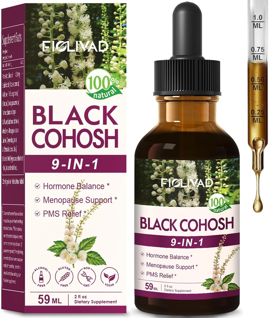 100% natürliche Kräutertropfen, schwarzer Cohosh Extrakt für Hormon Balance, Menopause Unterstützung & PMS Relief. 2oz