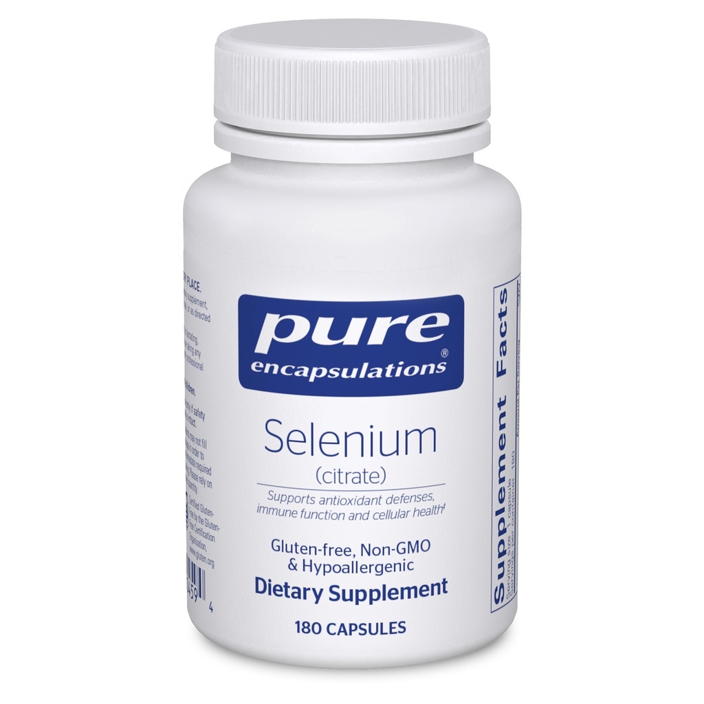 Encapsulations pures Sélénium (Citrate) - pour le soutien du système immunitaire et la santé cellulaire - Supplément antioxydant - soutient le flux sanguin* - sans gluten et végétalien - 180 capsules