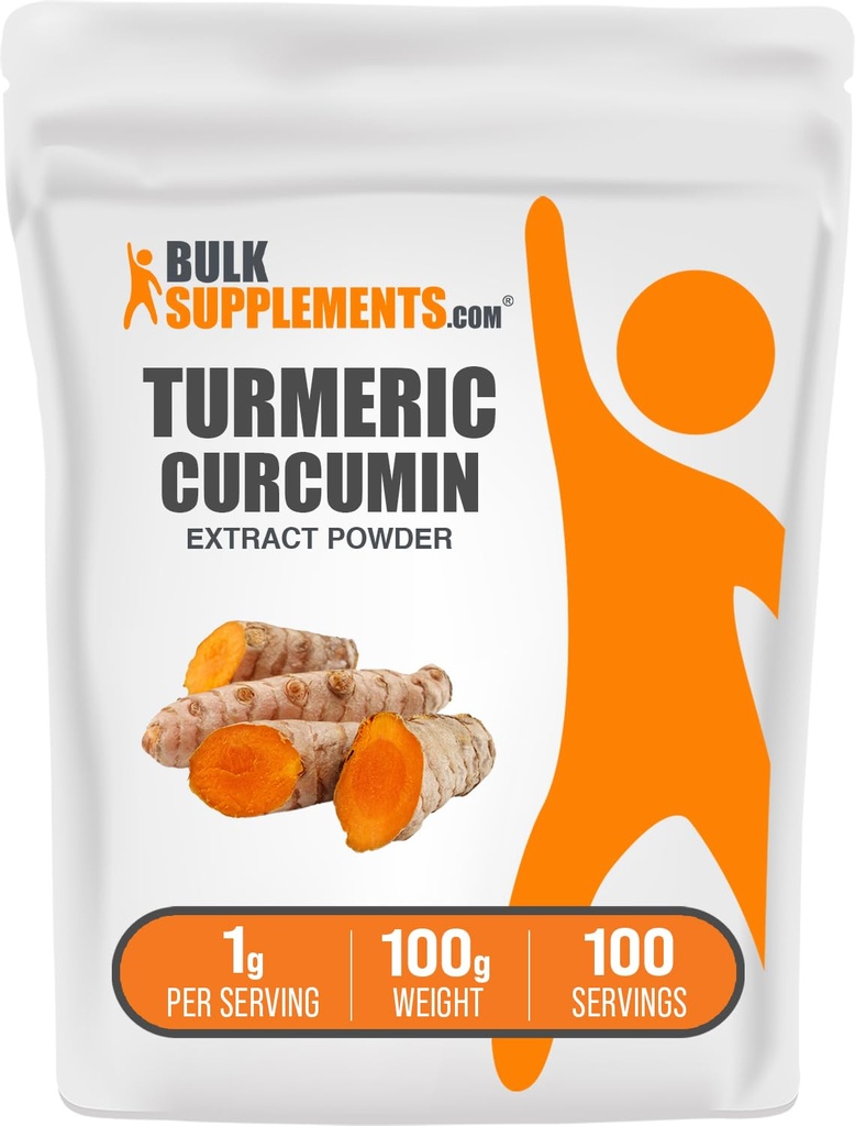 BulkSupplements.com Kurkuma-Extrakt-Pulver - aus Kurkuma, Curcumin-Ergänzungen, Kurkuma-Pulver - Glutenfrei, 1g pro Servierung, 100g (3,5 oz) (Pack von 1)