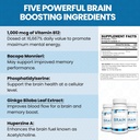 Youthful Brain | Memory & Brain Health Support Supplement with Bacopa Monnieri, Ginkgo Biloba, B12 - Easy to Swallow Tablets - 30-Day Supply (60 Count)