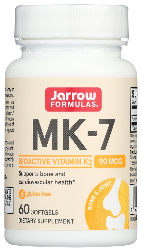 Jarrow Formeln MK-7 90 mcg - Bioaktive Form von Vitamin K2-60 Servierungen (Softgels) - für Knochen & Herz-Kreislauf-Gesundheit - Vitamin K2 MK-7 Nahrungsergänzungsmittel - K2 Vitamin Supplement MK-7 - Glutenfrei
