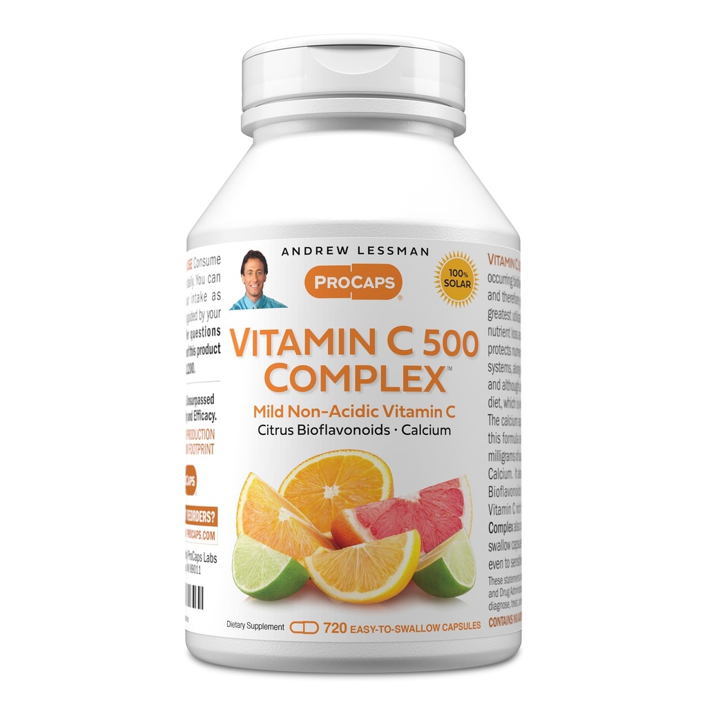 ANDREW LESSMAN Vitamin C 500 Complex 720 Kapseln - Nicht-Acidic Vitamin C Plus Citrus Bioflavonoids für Immunsystem und Anti-Oxidant-Unterstützung, keine Stomach-Upset, Kleine leicht zu schlucken Kapseln
