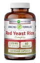Formules étonnantes Complexe de riz de levure rouge de 1570 Mg par portion de 120 capsules de légumes avec acide alpha lipoïque, CoQ10, extrait de chardon de lait