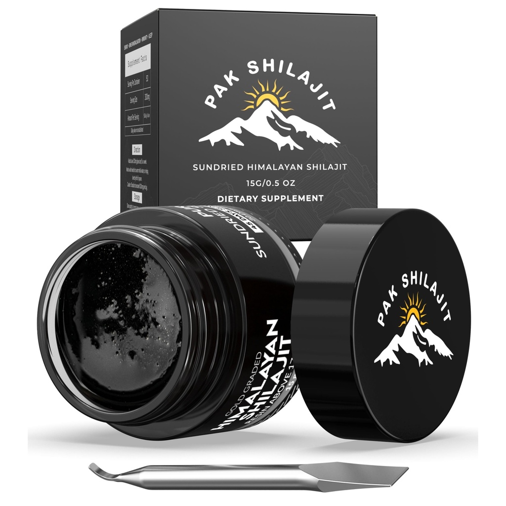 Pure Himalayan Shilajit Resin 45 Tage Sun Dried & Gold Graded Shilajit Über 17000FT | Purified & Organic, 85 Plus natürliche Mineralien, Reich an Fulvic & Huminsäure für Männer & Frauen (15Gram)