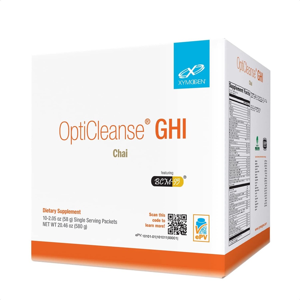 XYMOGEN OptiCleanse GHI Detox Cleanse - Vegan-Protein-Pulver mit Vitaminen, Phytonutrients, Minerals to Aid Liver Detox, Cytokine Balance, & Gut Health Support - Chai (10 Packets)