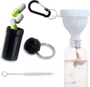 Eiweißpulver-Ternel-Set Reise Protein Pulverbehälter Weiß mit 1 Karabiner 1 Bürste und 1 Mini Pocket Pill Box verstärkt Spills Gym Pre-Workout Ergänzung Pulver Funnels zu verhindern