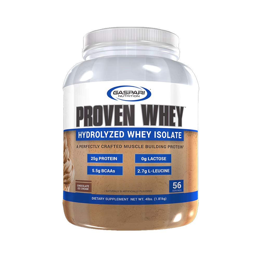 Gaspari Nutrition Proven Whey, 100% Hydrolysed Whey Isolate, High Protein, Lactose Free, Low Carbohydrat und Low Sugar (4lb, Chocolate Ice Cream)
