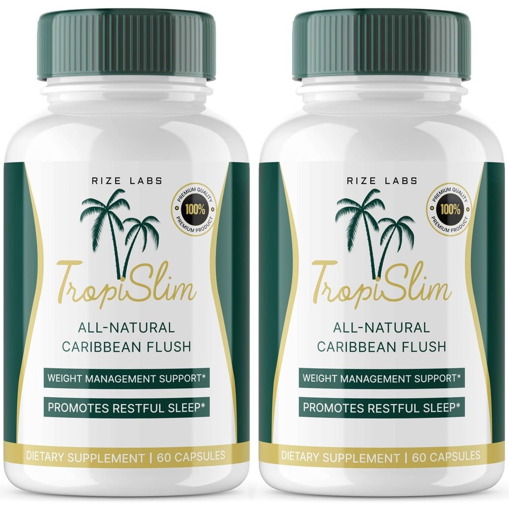 (Official 2 Pack) Tropislim, Tropislim All Natural Caribbean Flush, Weight Loss Supplement, Tropislim Slimming Kapseln für Damen, Gesunder Lebensstil + Leaner Physique, Tropical Reviews (120 Kapseln)