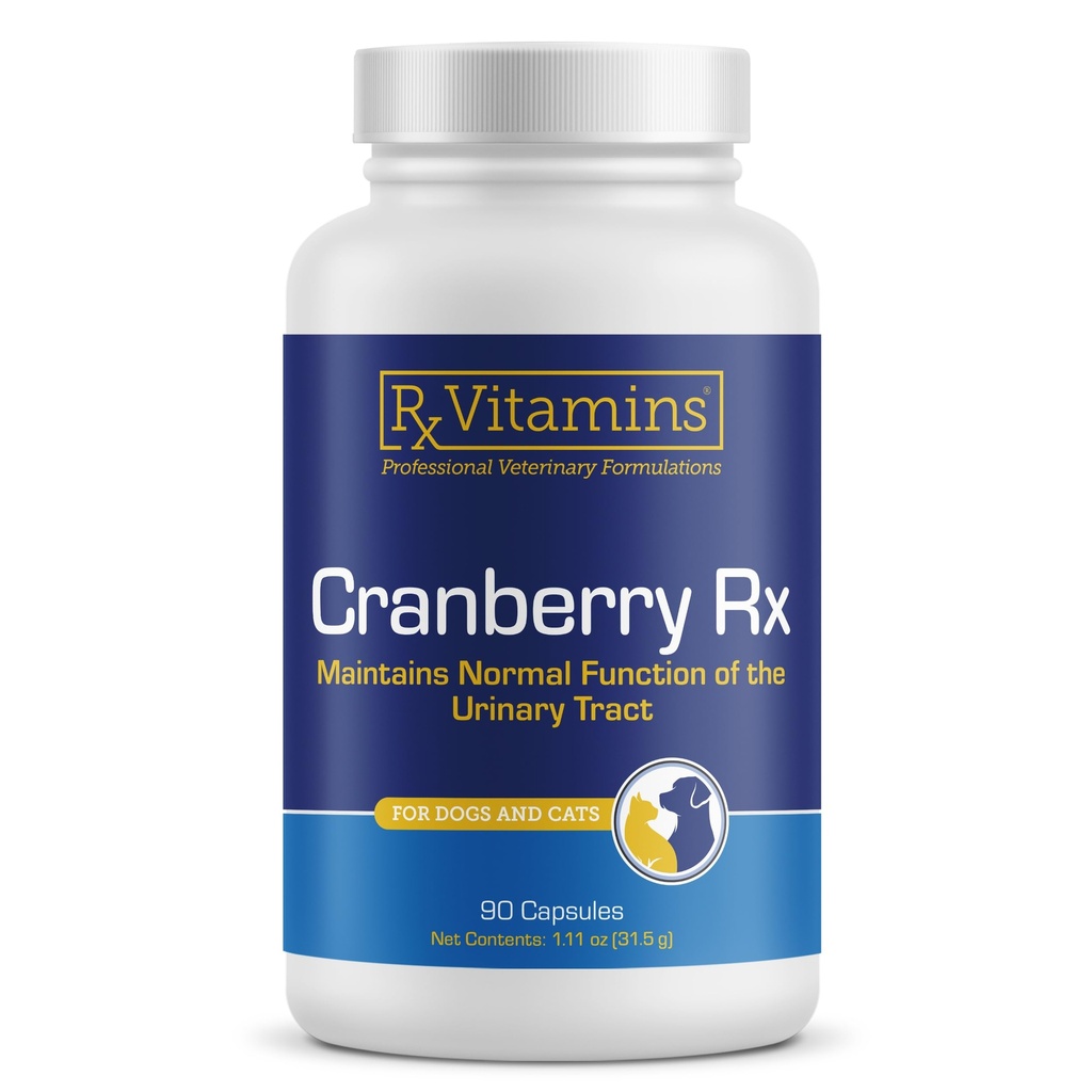 RX Vitamins Cranberry Kapseln - Cranberry Ergänzung für Hunde und Katzen - Unterstützung für Urinary Tract Gesundheit und Blasen Gesundheit - Katze UTI Remedy und Hund UTI Prävention - Boost Immune Support - 90 count