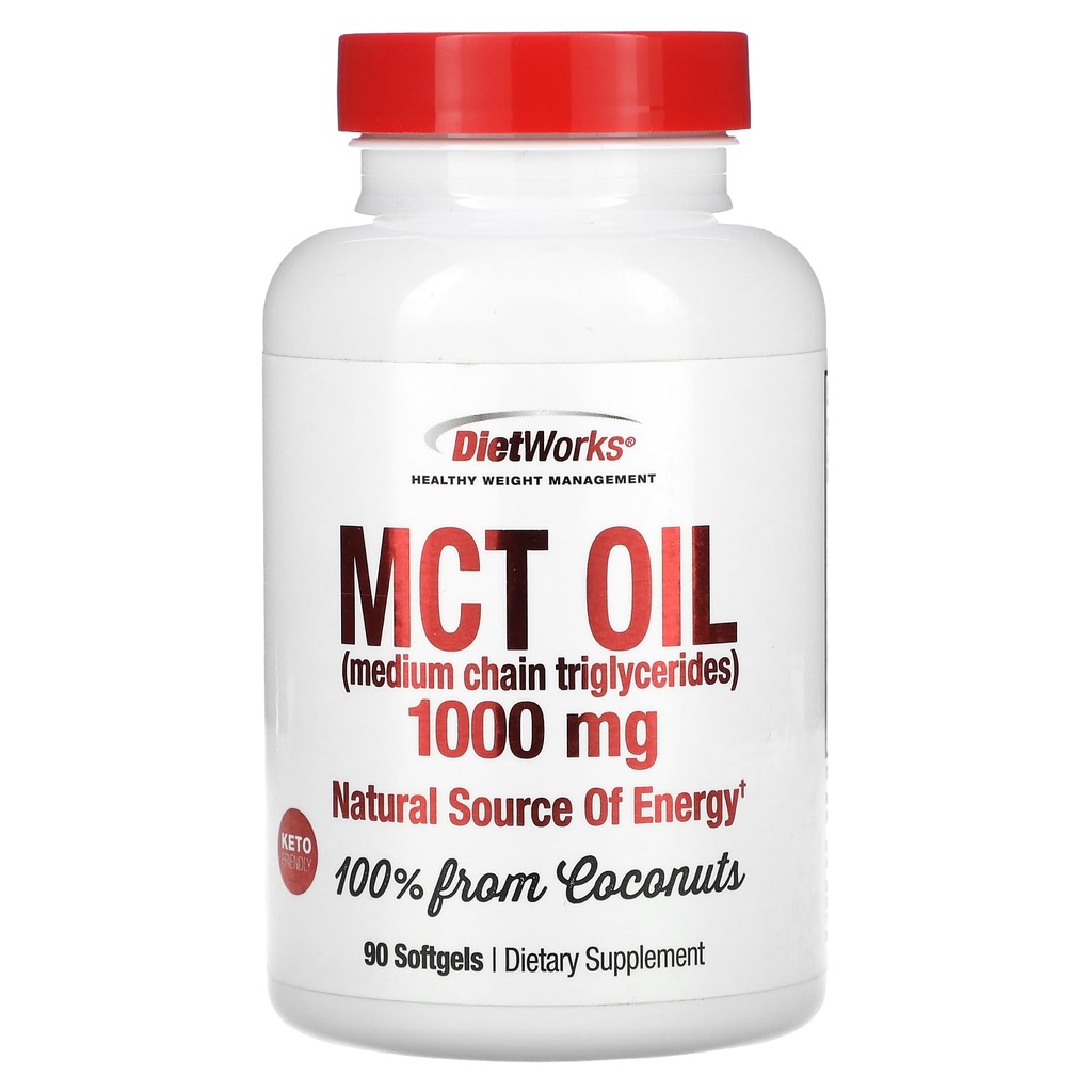 DietWorks Mct Oil Softgels, unterstützt Fat Burning, Boost Metabolism, Natürliche Energiequelle, fördert Gewichtsverlust, Keto und Paleo Friendly, 90 Count