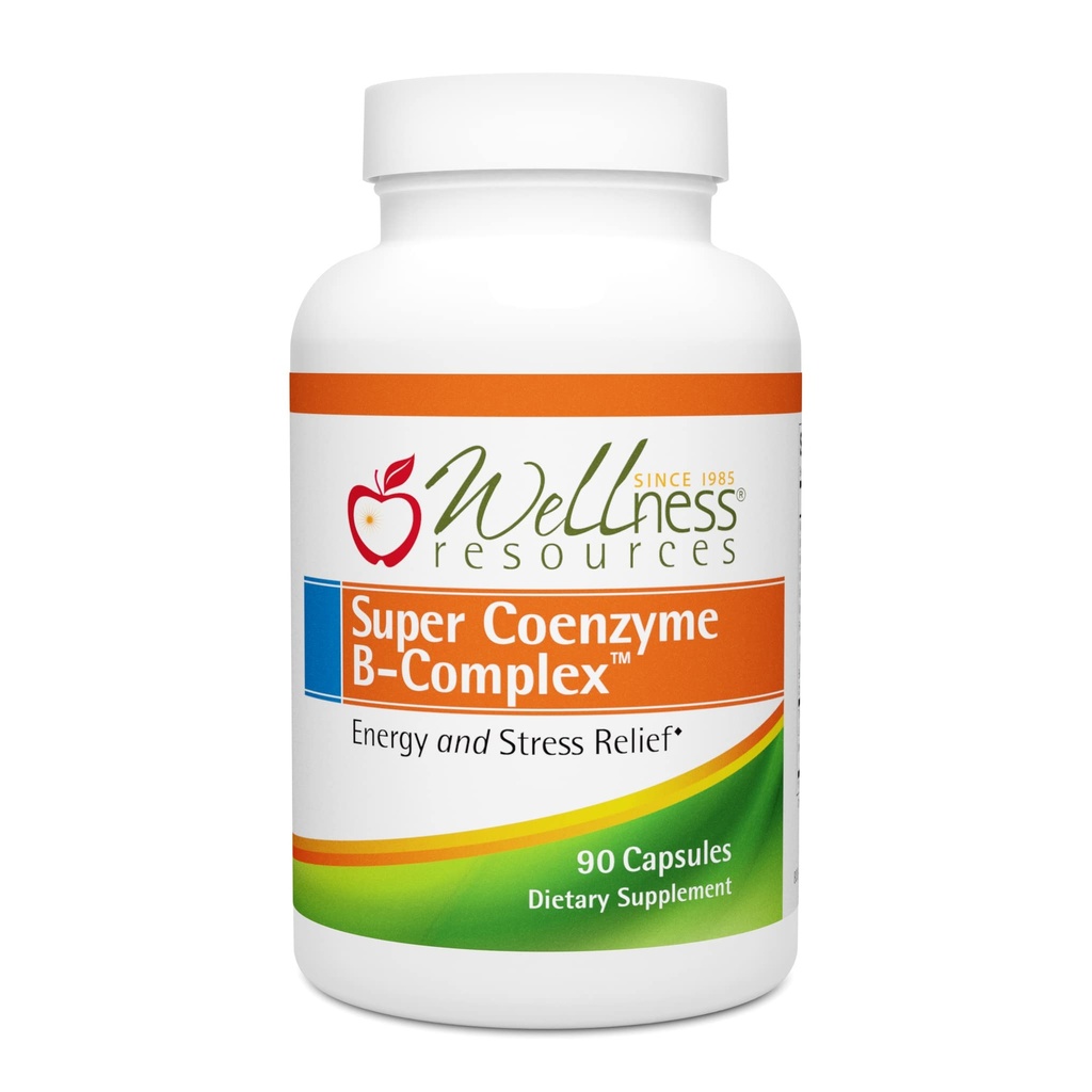 Wellness Ressourcen Super Coenzym B Complex - 90 Kapseln - Vitamin B12, Vitamin B Komplex für Haarwachstum, Adrenal Support & Stress Relief - Methyliertes B12, Folate, Biotin, Riboflavin, Thiamin