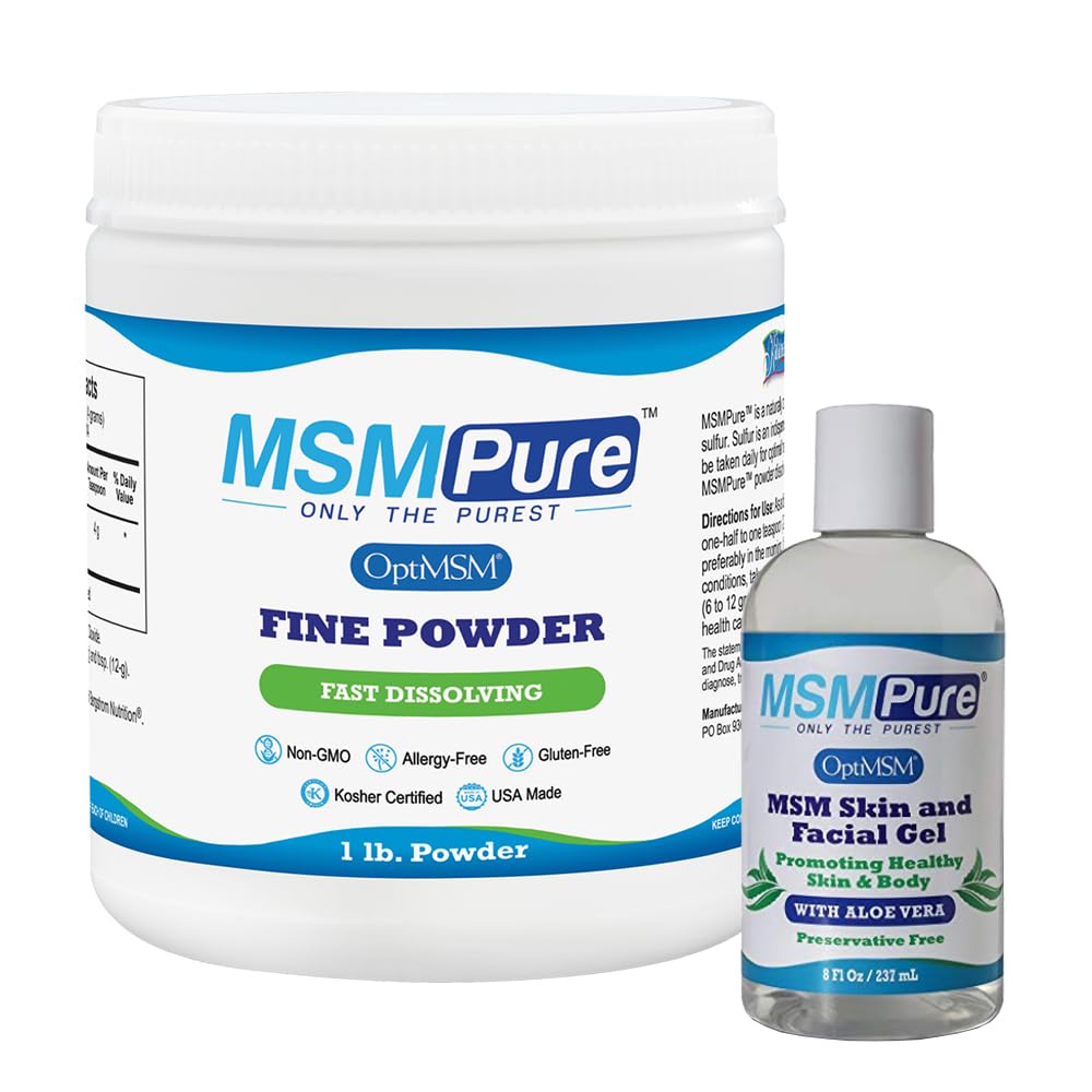 KALA HEALTH MSMPure MSM Fine Powder 1lb und MSM Gel mit Bio Aloe 8oz Bundle