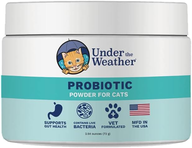 Unter dem Wetter Pet Probiotics Pulver für Katzen | Vet Formulierte probiotische Ergänzung für Verdauungsgut Gesundheit | Fördert gute Verdauung & Immunität | Aids Occasional Diarrhea für Katzen (2.54 Oz)