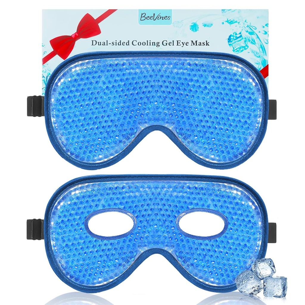 BeeVines Cooling Eye Mask, 2 Pack XL Jumbo Size Freezer Gel Augenmasken für Puffy Eyes Gesicht, Ice Eye Mask, Cold & Warm Compress, Frozen Ice Pack für Post Eye Surgery & Allergies(Navy Blue)