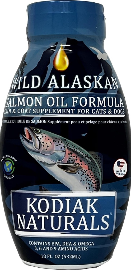 18oz Wild Alaskan Salmon Öl Formel für Hunde & Katzen, eine ausgewogene Mischung von reinen Fischölen mit EPA und DHA von Wild-Caught Fish. Unterstützung für Haut und Mantel, Gelenke und Immungesundheit.