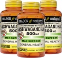 MASON NATURAL Ashwagandha 500 mg, Adaptogen für Stress & Energieunterstützung, Kräuterergänzung, 180 Tage Versorgung