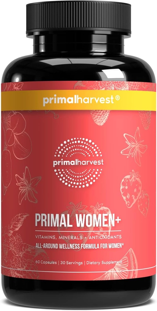 Multivitamine de récolte primaire pour les femmes Vitamine A, Vitamine C, Vitamine D et E, Vitamine B12, B6, Biotine, Suppléments de zinc, 60 Capsules (Womens 1 Pack)