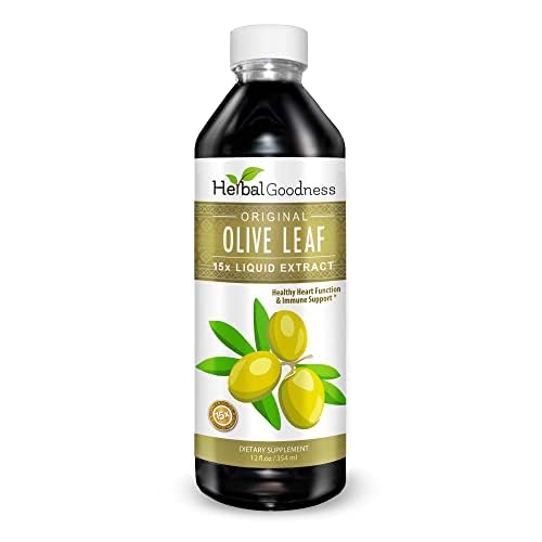 Kräutergut Olivenöl Blatt Extrakt Flüssigkeit 12oz - Super Strength Formel, unterstützt Hautgesundheit - Polyphenole Supplement - Non-GMO Polifenoles Suplementos (1 Flasche)