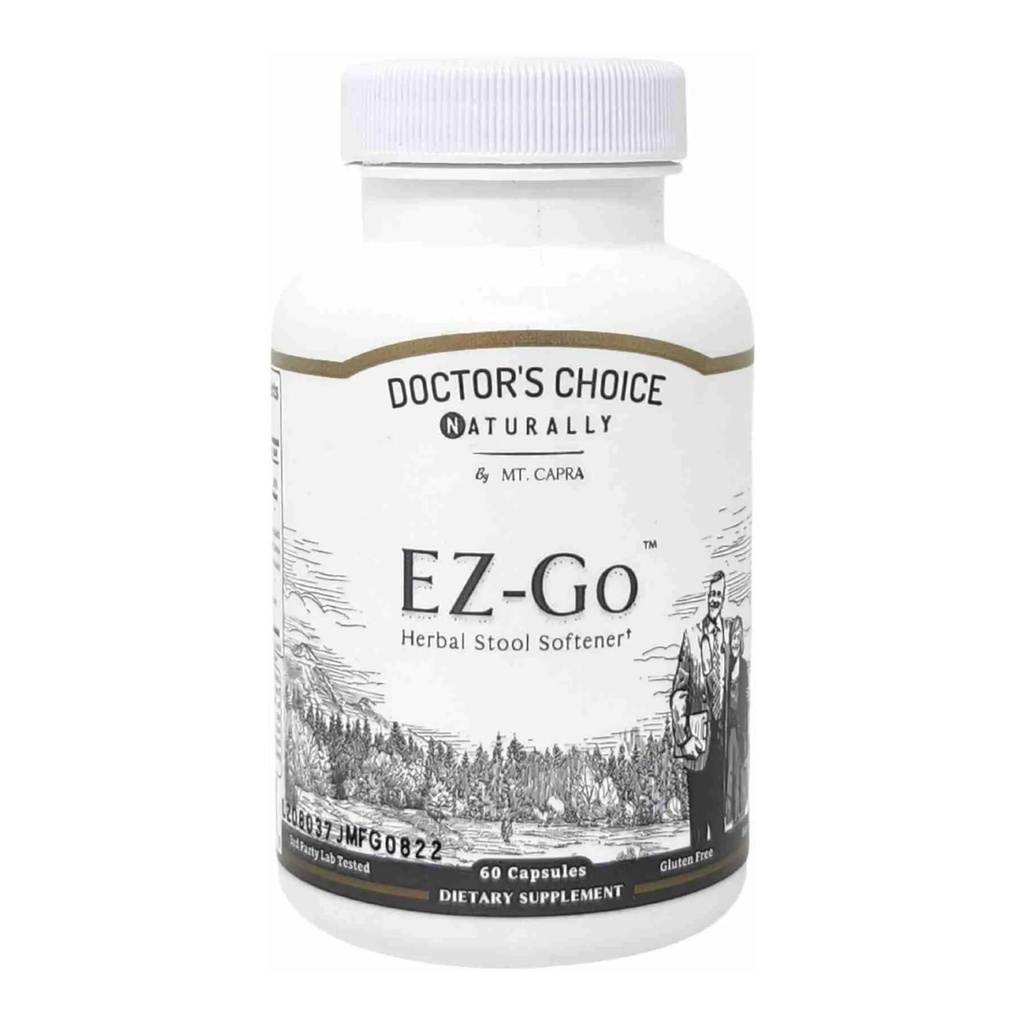 Mt. Capra EZ-Go softener de tabouret à base de plantes non habitantes, soutien à l'élimination douce, comprend Cape Aloe Gel, Elm Bark slippery, Marshmallow Root, Triphala, Magnésium et Rhubarb Root