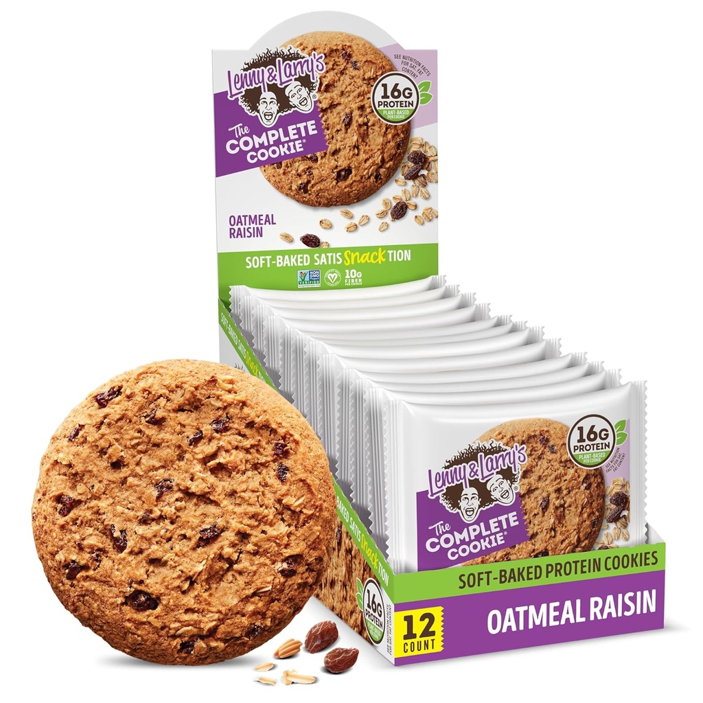 Lenny & Larry's The Complete Cookie, Oatmeal Raisin, 16g Pflanzenprotein, Vegan, Non-GMO, 4 Unze (Pack von 12)